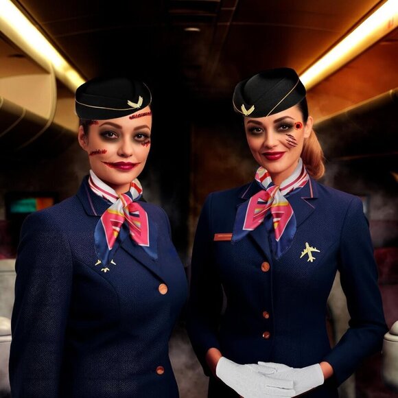 4PCS Flight Attendant Costume Woolen Accessories Set for Women Halloween Cosplay main image 8